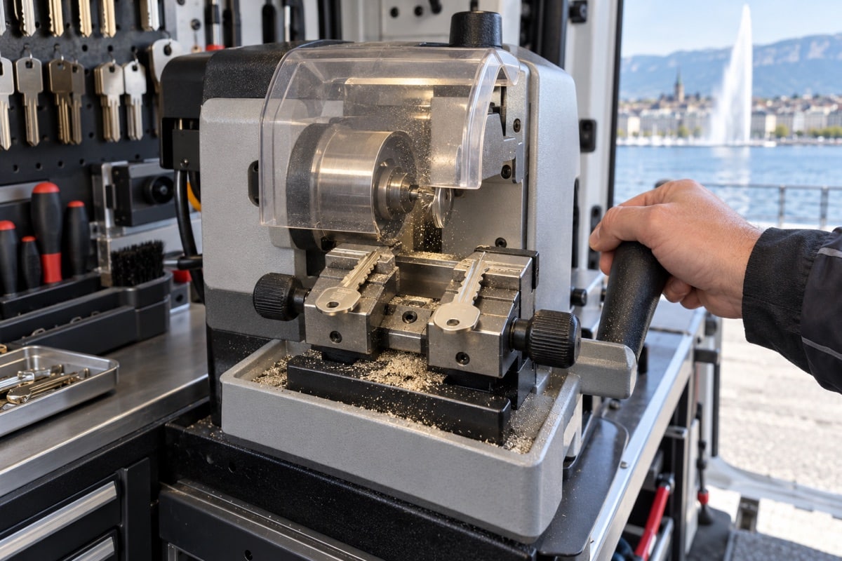 Illustration de la taille d’un double de clé sur une machine de reproduction