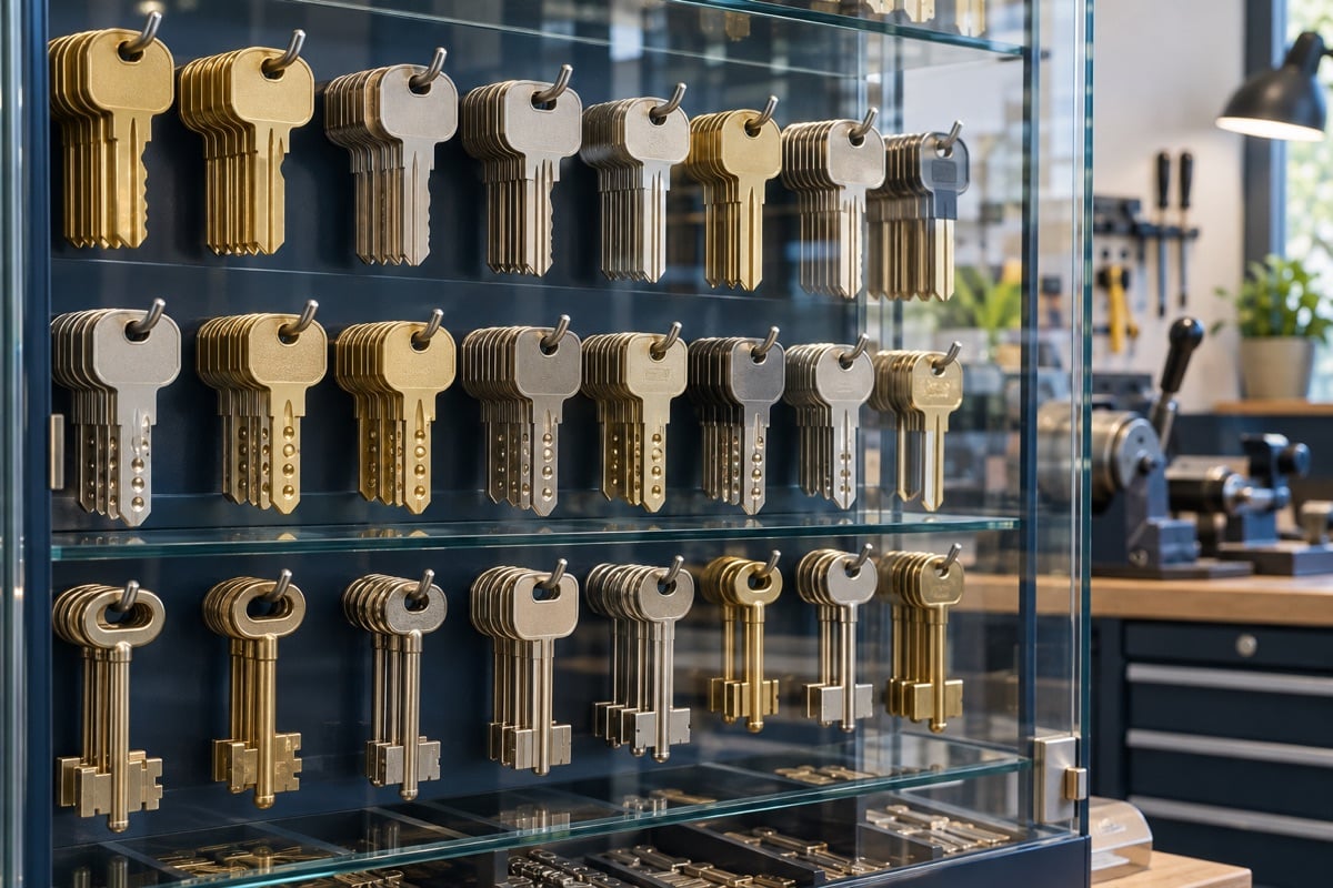 Vitrine de clés plates, à points et à double panneton